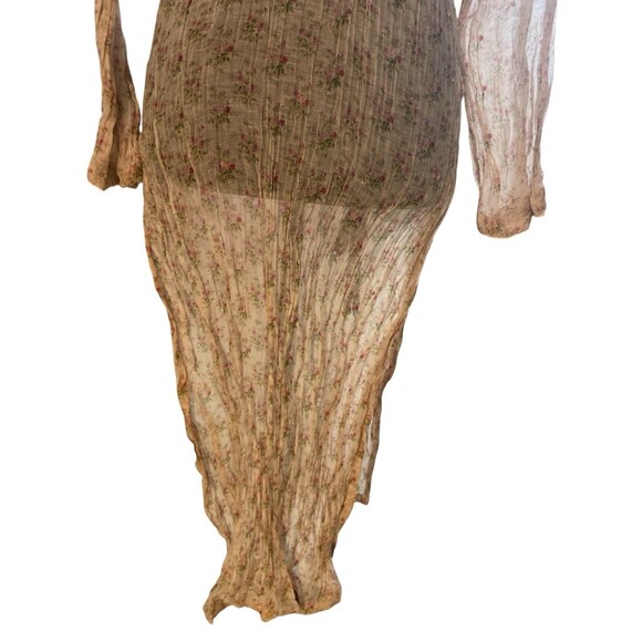 Good Earth Philosophy Sheer Crinkle Floral Dress Size S Petite Boho Cottagecore - Picture 6 of 13